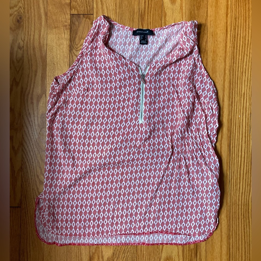 Zip Front Red & White Tank Top - Primark Tank Top ❤️🤍❤️🤍